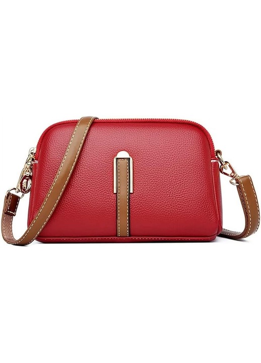 Geanta dama crossbody mica vintage piele ecologica, negru, 22x8x15cm