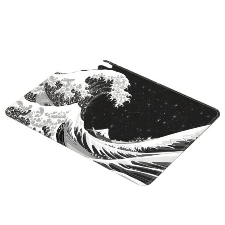 Mousepad mare, model valuri si stele, material antiderapant, 90x45cm