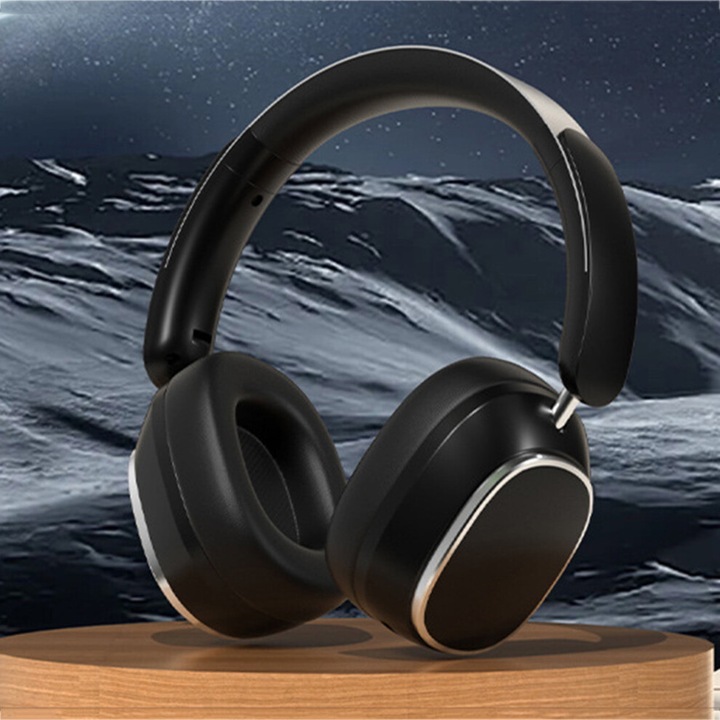 Összecsukható Bluetooth 5.4 vezeték nélküli fejhallgató, fekete, 19.1x17.8x8.45cm, 60 óra üzemidő, zajszűrés