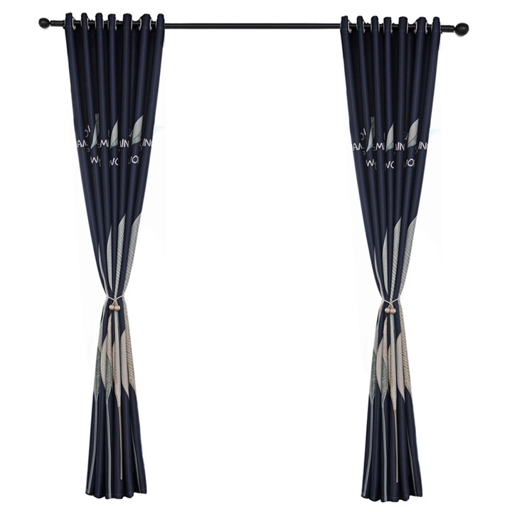 Draperii opace, 39x250cm, material premium, respirabil, negru, cu inele 15cm