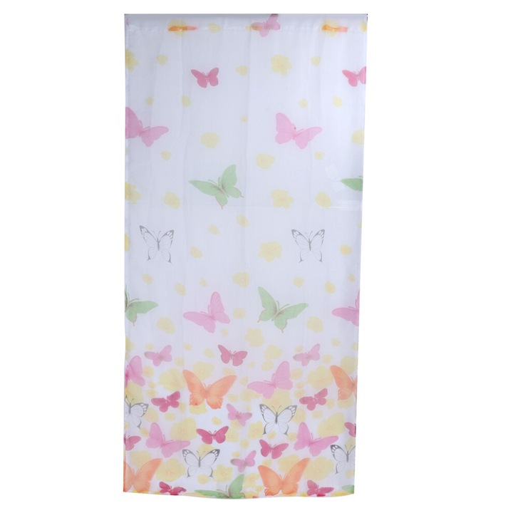 Voile függöny pillangó mintával, átlátszó, 140x245cm
