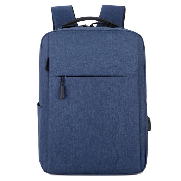 Kék laptop hátizsák USB porttal, vízálló 30x45cm