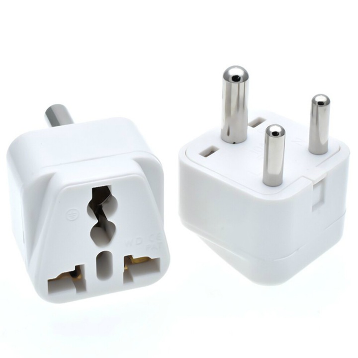 Adaptor priza tip M pentru Africa de Sud si India, convertor de tensiune 250V 10A, negru, 3.6x3.6x4.6cm