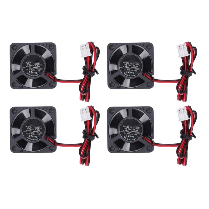 Set 4 ventilatoare mini DC 24V 30x30x10mm, low noise, OEM