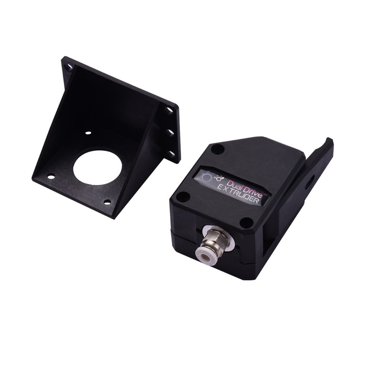 Extruder dublu metalic 1.75mm, compatibil imprimante 3D, negru, 15.7x12x3.6cm