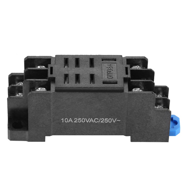 Soclu releu 8 pini, negru, 10A, 8x8 pini