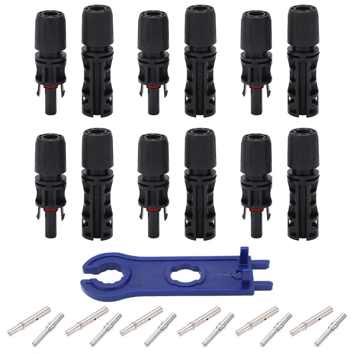 Set 12 conectori fotovoltaici solar IP67 cu pini cupru 1000V 30A