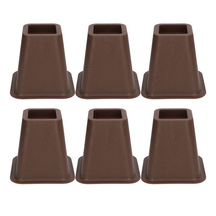 Ridicatoare mobilier set 6, plastic compozit, finisaj lemn, 7x7x10cm, multicolor