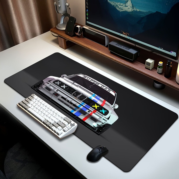 Covoras gaming pentru tastatura si mouse, 30x80 cm, negru