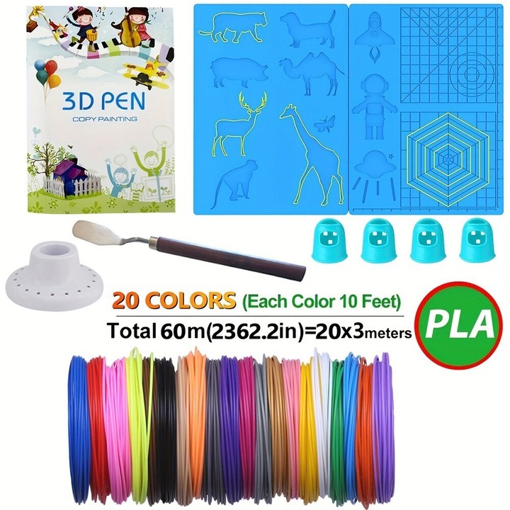 Set consumabile 3D filament PLA multicolor 1.75mm si matrita silicon 20 modele