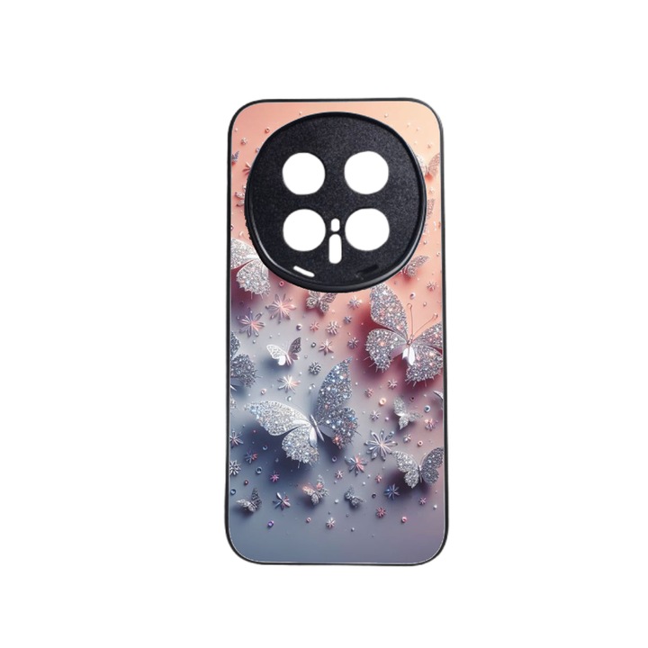 Husa Personalizata compatibila cu Honor Magic 8 Pro, Silver Butterfly Style
