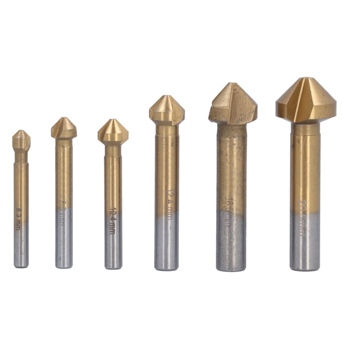 Set 6 freze HSS placate titan, unghi 90°, 3 taisuri