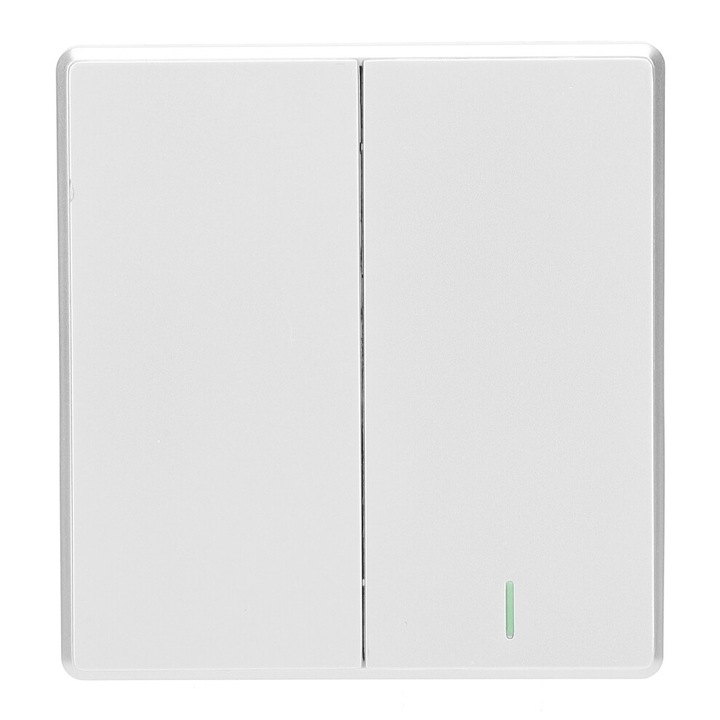 Vezeték nélküli dupla beltéri kapcsoló, ezüst, 10A, 433MHz, 50x80mm