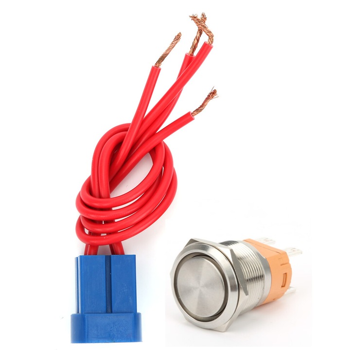 OEM fém nyomógombos kapcsoló 22mm 20A 250V autóipari IP65 reteszelővel és 4 tűvel