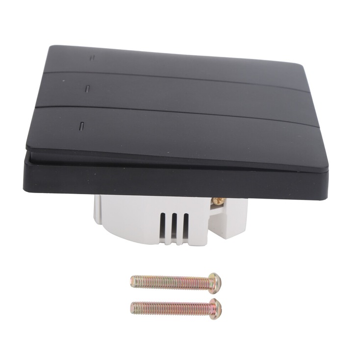 Intelligens kapcsoló, 2 csatornás, fekete, 86x86x42mm, 600W, 10A, WiFi