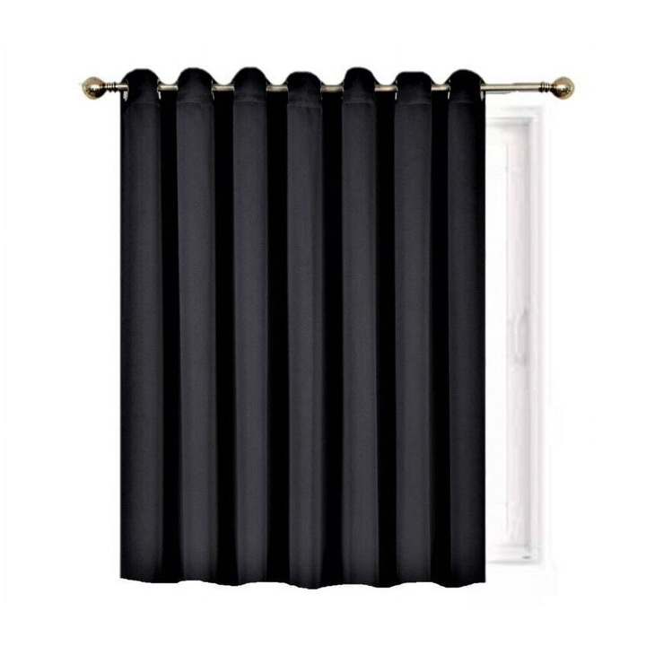 Hőszigetelő blackout függönyök, OEM, háromrétegű szövet, fekete, 140x260cm