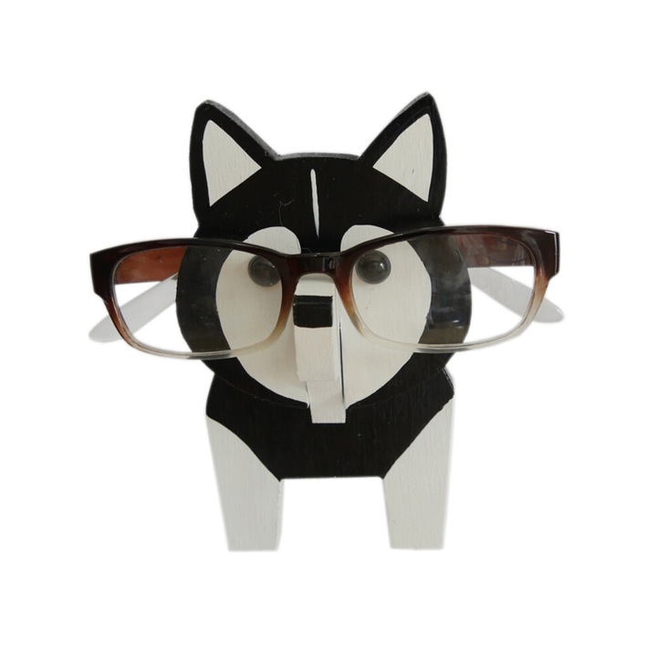Suport ochelari lemn sculptat manual animal pictat 3D multifunctional
