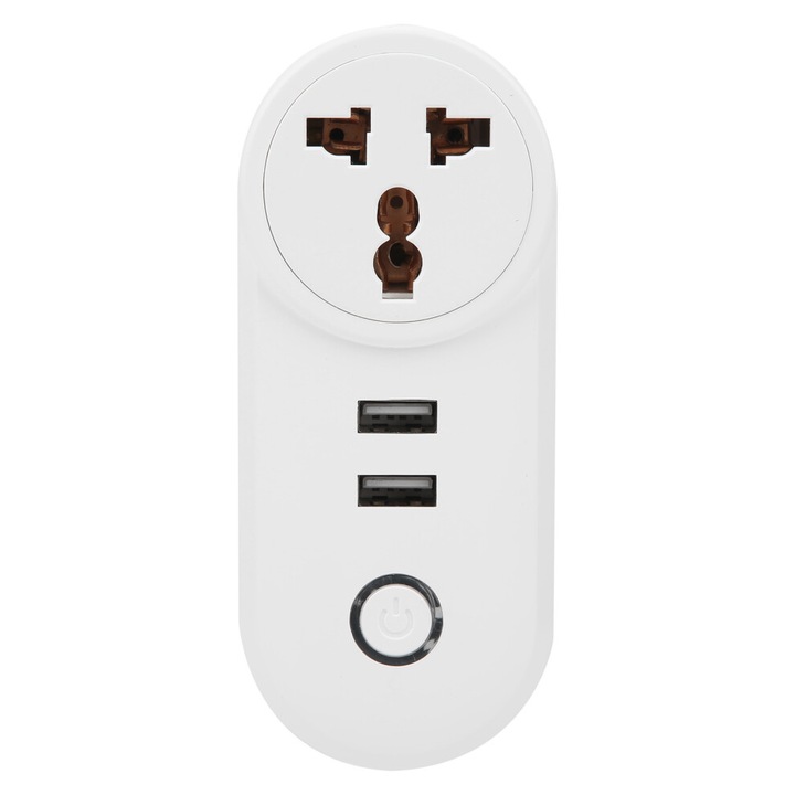 WiFi контакт GT-SS129, дистанционно управление, USB, бял, 3 отвора, 10A