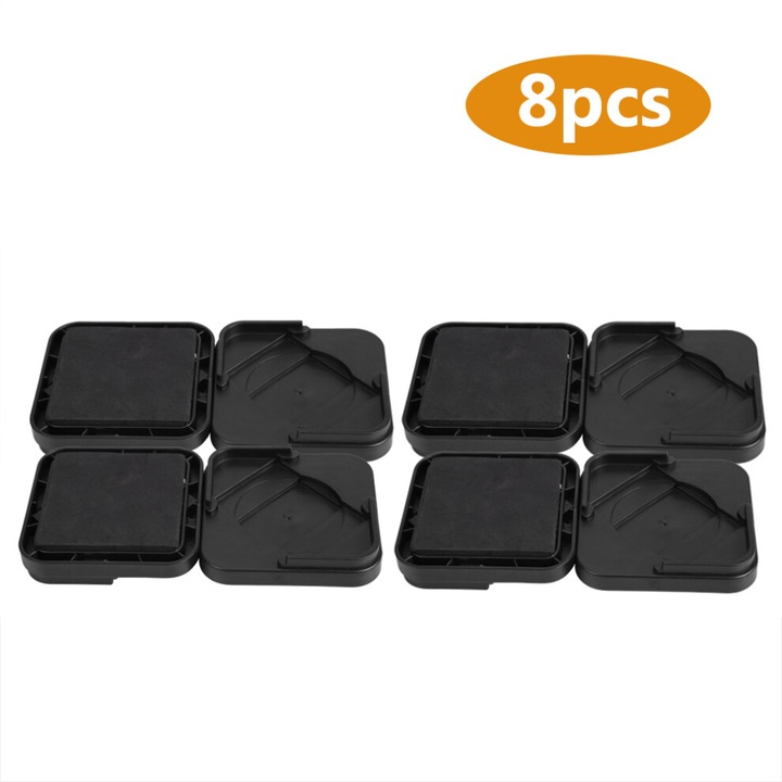 Set paduri pentru mutat mobilier, plastic, antiderapant, reglabil, negru