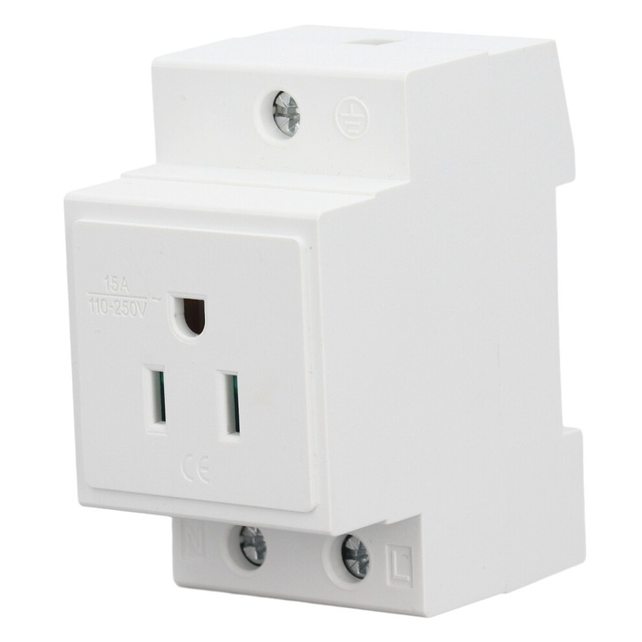 Priza pe sina DIN, 10-16A, 250V, nylon, protectie, montaj pe sina