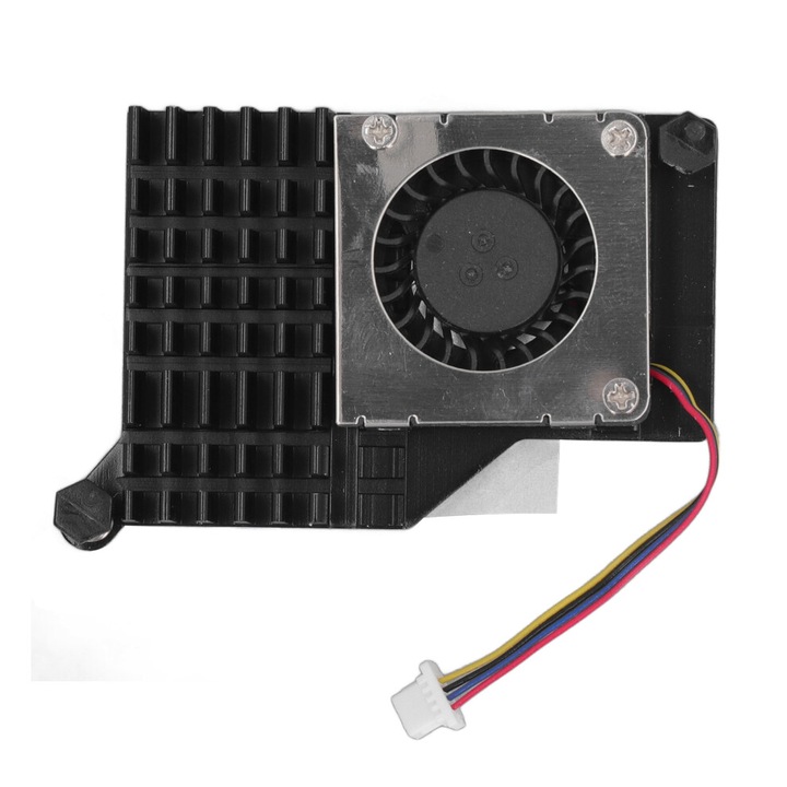 Alumínium hűtőventilátor Pi 5 4GB 8GB-hoz, ezüst-fekete PWM 35x10mm