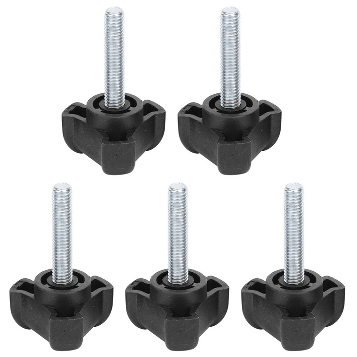 Set 5 suruburi cu cap triunghiular M6 30mm, plastic, negru