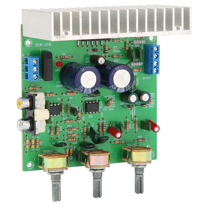 Sztereó erősítő panel 60W+60W DX-965 kétcsatornás, PCB, fekete