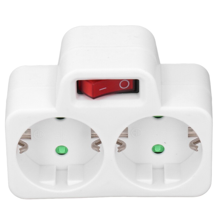 Adaptor priza iluminata 2P 16A rezistent la apa, compact, PC, 3680W
