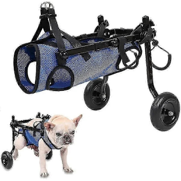 Carucior mobilitate caini, 2 roti, reglabil, negru, XS-S-M, 35x30x22cm