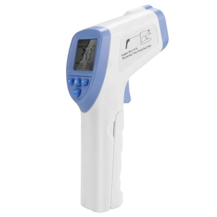 Termometru veterinar cu infrarosu, precizie 0.1°C, afisaj LED, plastic, alb