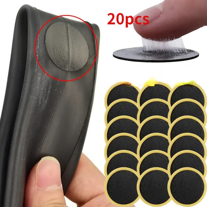 Set petice reparare anvelope bicicleta 20 buc fara adeziv universal compact