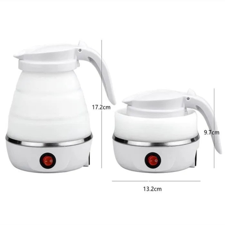 Összecsukható vízforraló 0.6L szilikon fehér 17.2x9.7cm