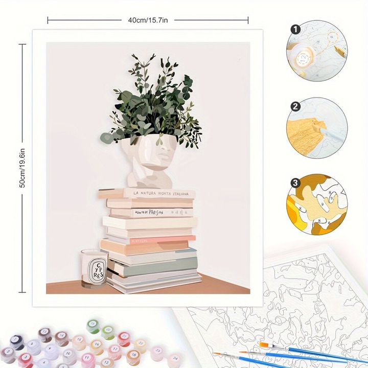 Set pictura pe numere, 40x50cm, acrilic, panza intinsa, pensule incluse