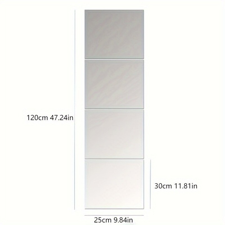 3D négyzet alakú akril tükör szett, 1mm, színtelen, 4 darab