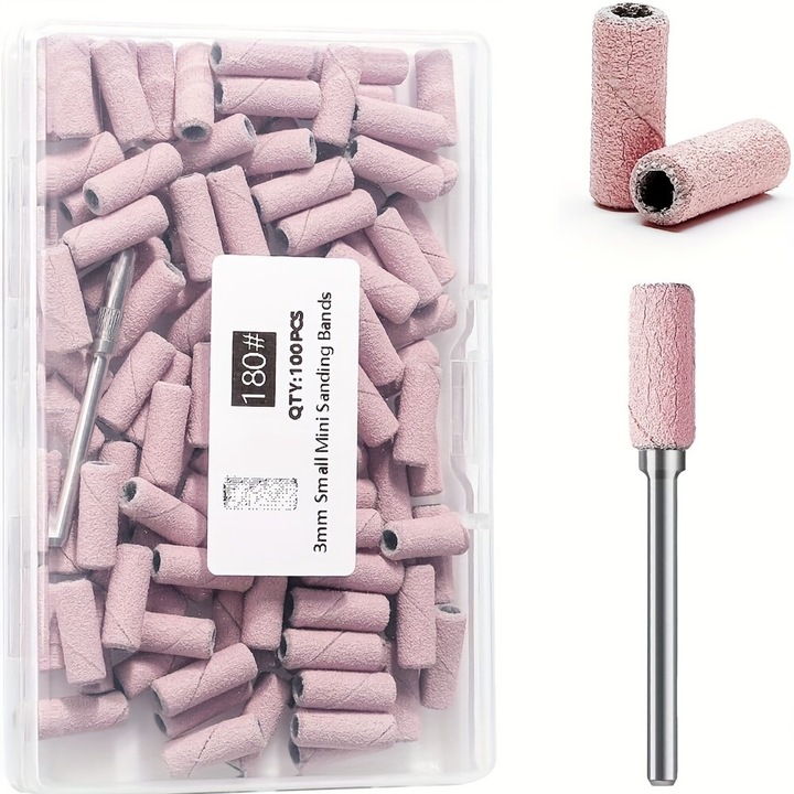 Banda abraziva pentru unghii, 100 buc, roz, universal, 180#