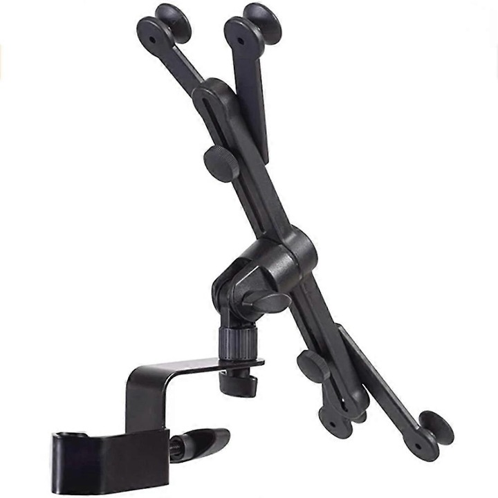 Suport tableta reglabil 7-14 inch, negru, aluminiu, rotire 360°