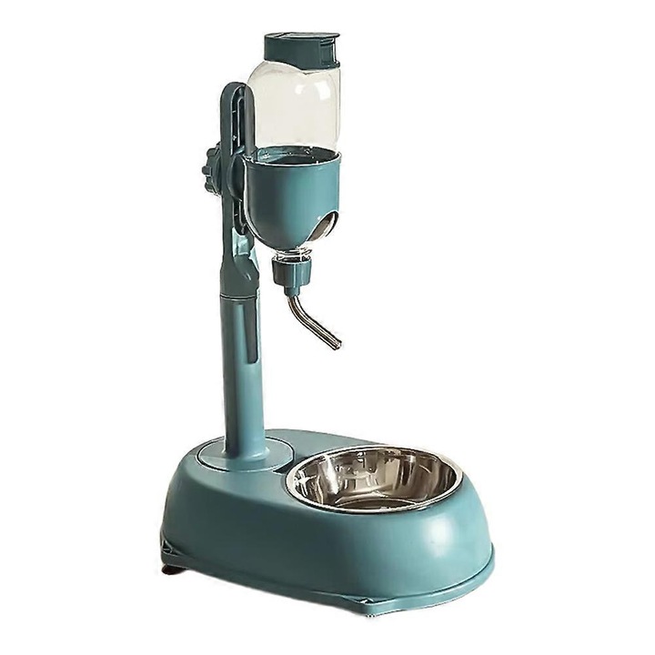 Fantana ajustabila pentru animale, albastru, 10cm, cu bol din otel inoxidabil, 1.3L
