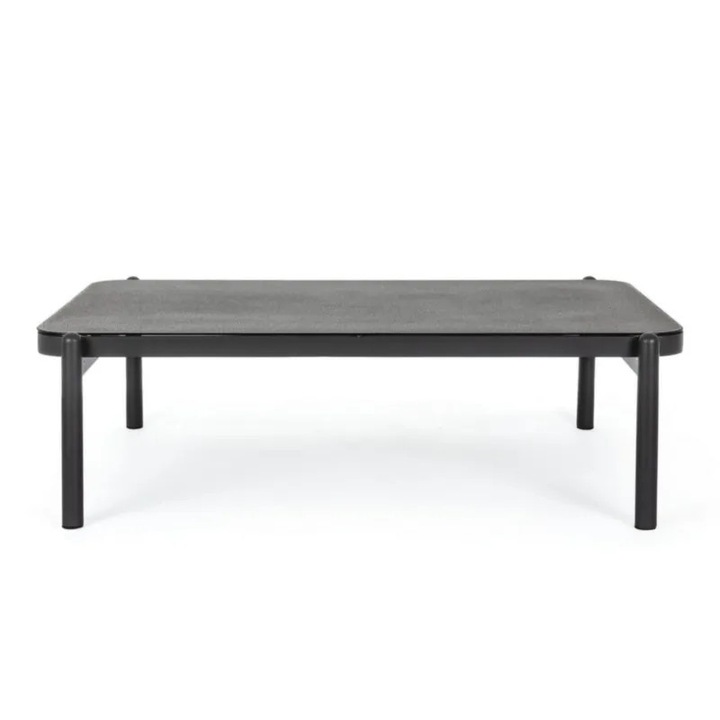 Маса за кафе алуминий Fiora антрацит 120x75x36см закалено стъкло