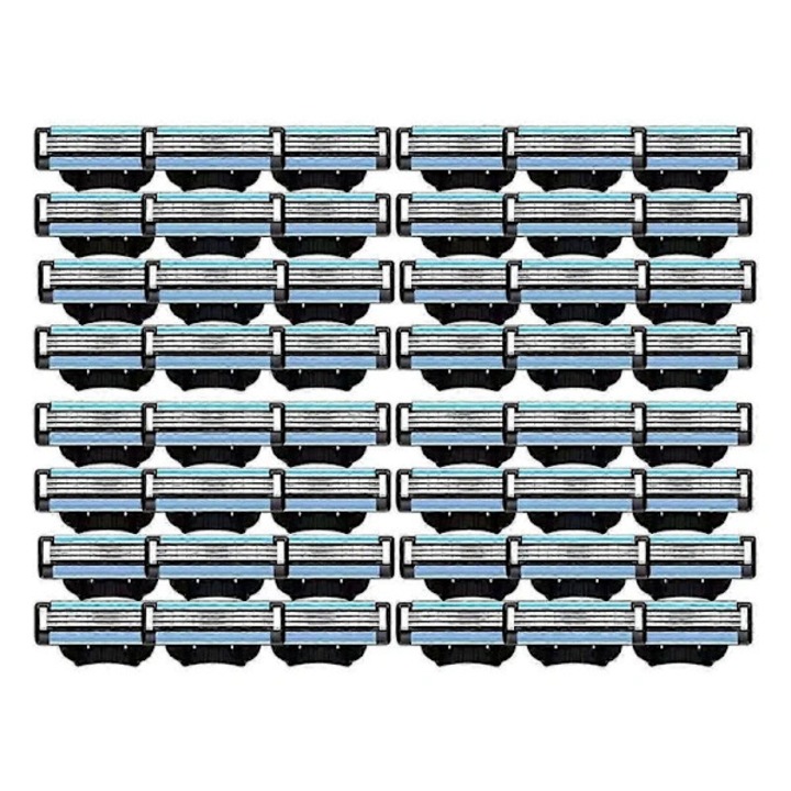 Set 48 lame de schimb pentru aparat de ras manual, 3 straturi, lubrifiere dubla, albastre, universal