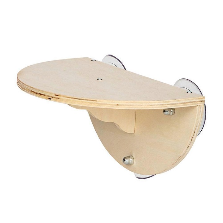 Pat pisici suspendat, suport lemn, 2-in-1, cu ventuze, maro, 44 lbs