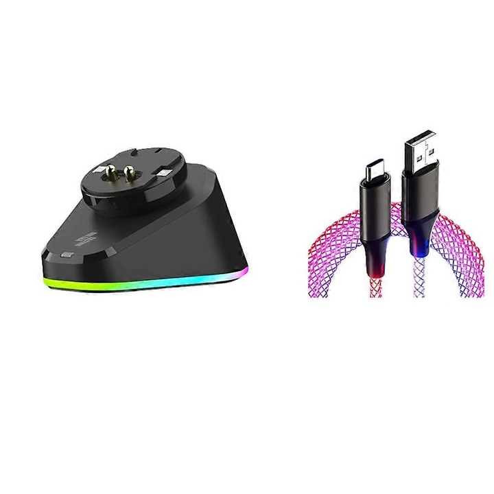 Fekete gaming egér töltőállomás 5V-1A 10x10x3cm