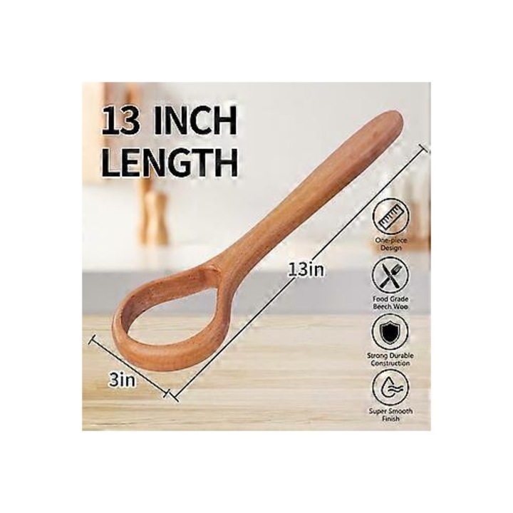 Set 2 teluri aluat din lemn fag 33cm ergonomic natural