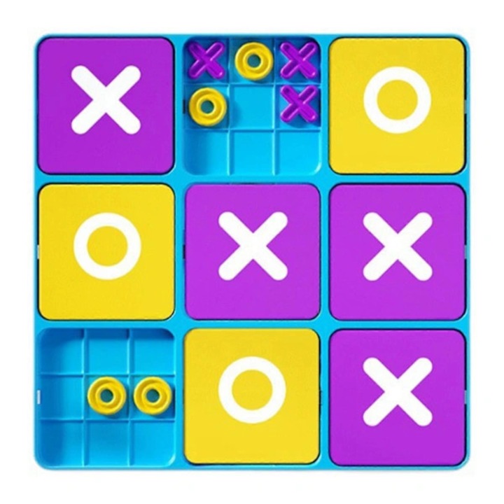 Tic-Tac-Toe játék, oktató készlet, kompakt, többszínű, 10x10x3cm