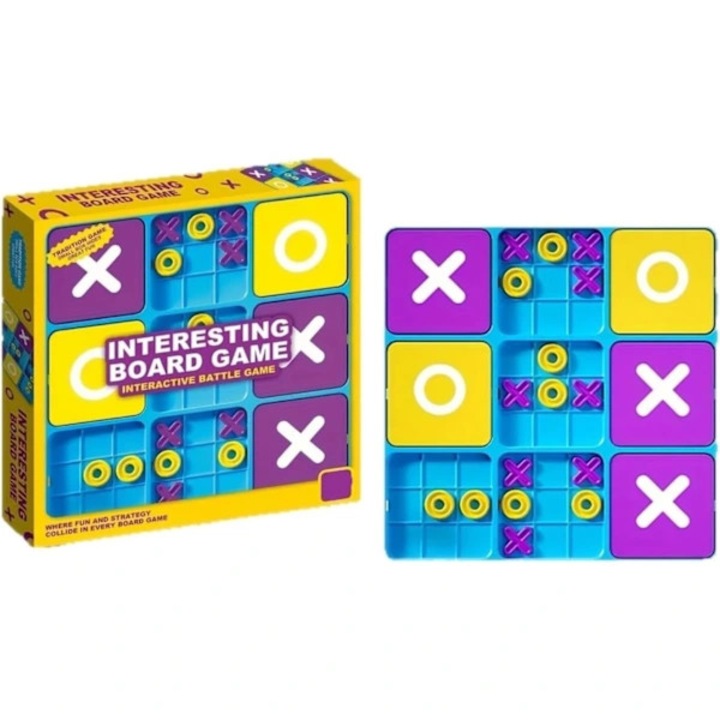 Tic Tac Toe társasjáték, logikai, kompakt, hordozható