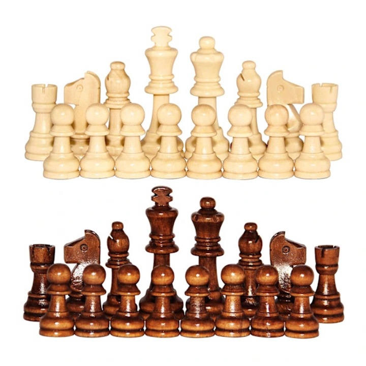 Set 32 piese sah lemn 5.6cm natural