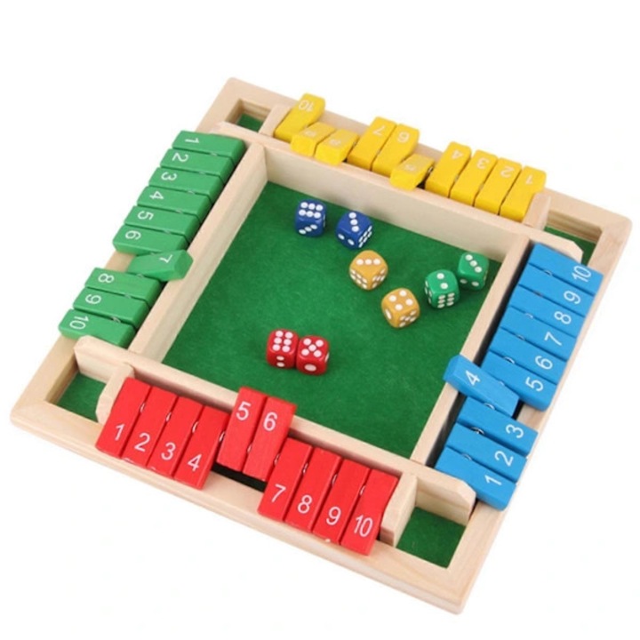 Joc de societate lemn Close the Box, educativ, multicolor, 4 jucatori