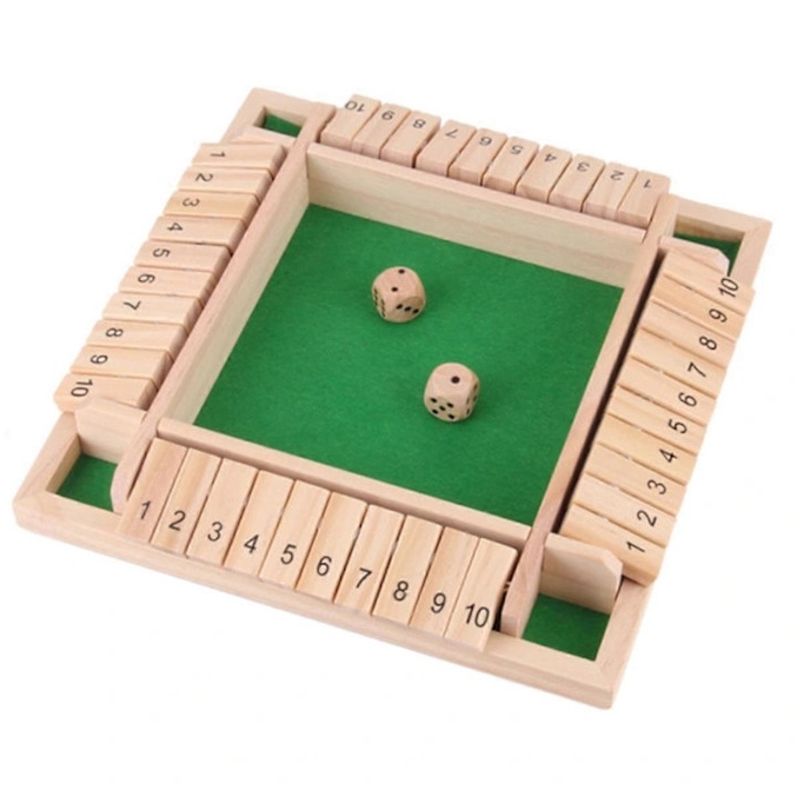 Joc lemn Close the Box, set 2 sau 8 zaruri, verde, 20x20cm