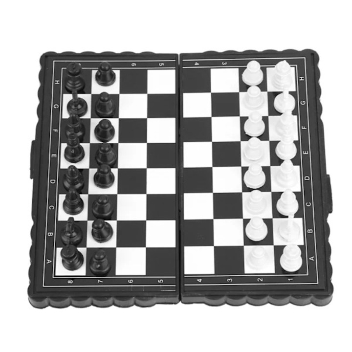 Set sah pliabil plastic, magnetic, alb-negru, 13x13cm