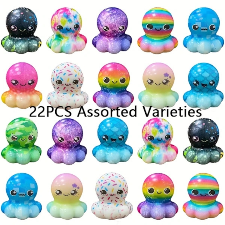 22 db squishy polip játék szett, többszínű, 3 év+
