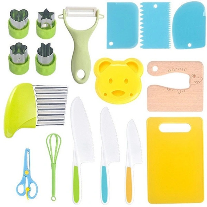 Set ustensile bucatarie copii 17 piese multicolor